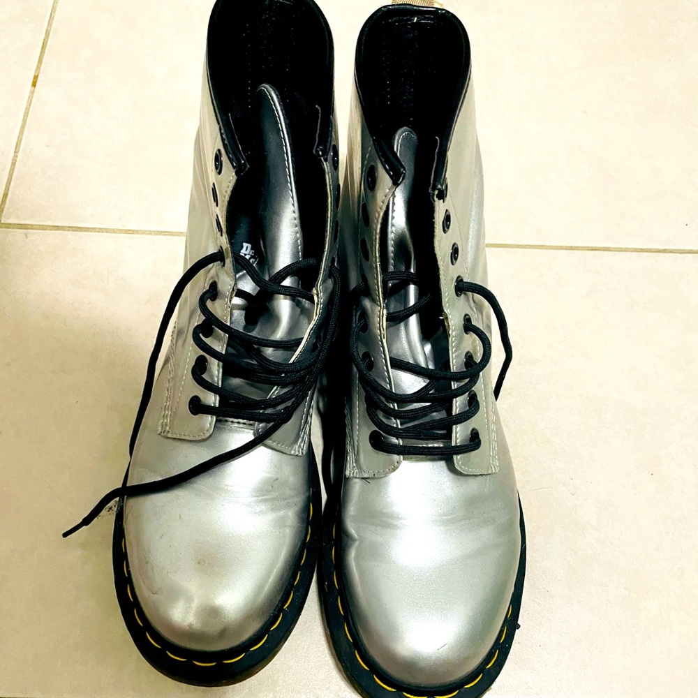 Silver Dr. Martens Boots